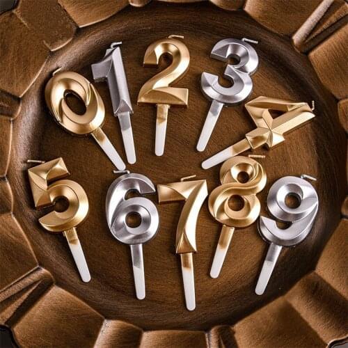 Golden Diamond Birthday Candles Digital Birthday Party Cake Insert Wedding Cakes Dessert Decor 1 2 3 4 5 6 7 8 9 0