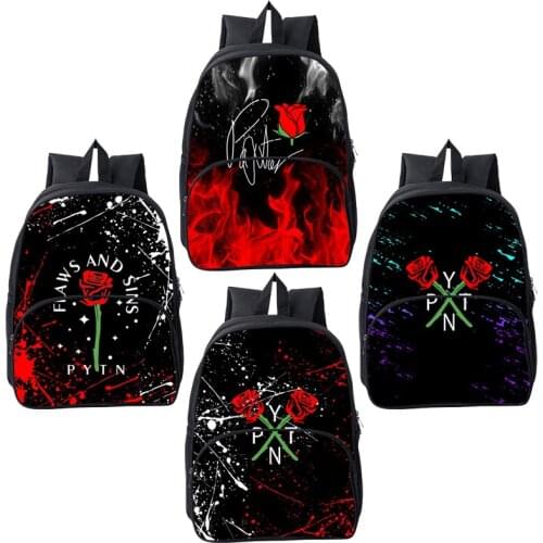 Payton Moormeier Schoolbag 3D Print Red Rose Backpack Men Funny PYTN Printed Bag Pack Zipper Bookbag Mochila Feminina 16 Inch