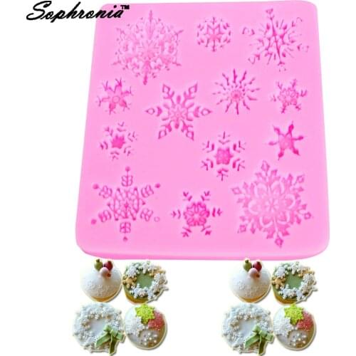 Sophronia Winter Mini Snowflake Silicone Mold For Fondant Cake Sugarcraft Biscuit 3D Christmas Cake Decorating Tools M080