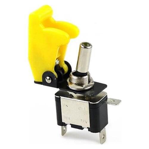 Auto Car Boat Truck Illuminated Led Toggle Switch With Safety Aircraft Flip Up Cover Guard yellow 12V20A SS