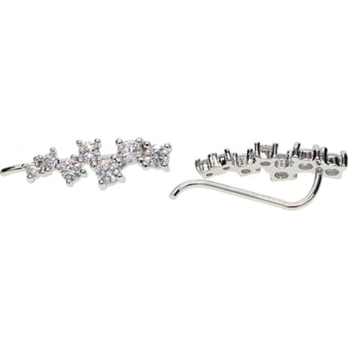 Fake multi piercing stud long climber women 2019 CZ fashion sweep earring