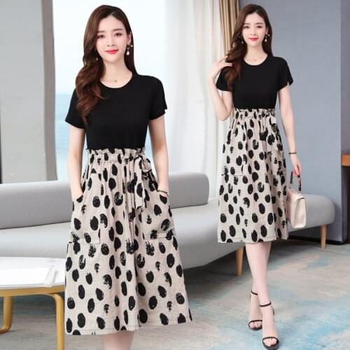 2021 Black Dot Chiffon Beach Midi Dresses Spring Summer 3XL Plus Size Vintage Runway Dress Elegant Women Bodycon Party Vestidos