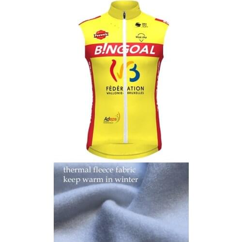 WINTER FLEECE THERMAL 2021 BINGOAL TEAM FLUO Sleeveless Cycling Vest Mtb Clothing Bicycle Maillot Ciclismo Bike Clothes