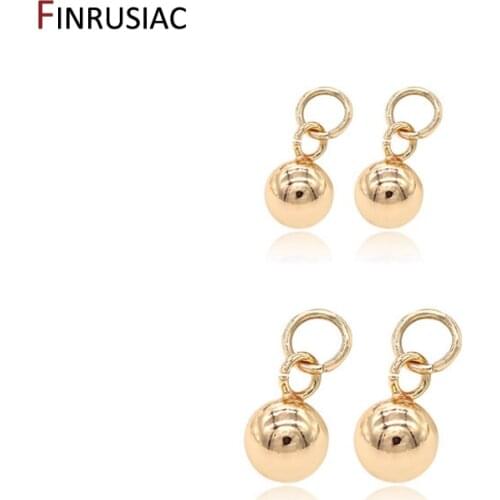 14K Real Gold Plated Round 4mm/5mm Beads Small Pendants Charms For Jewelry Making DIY Bracelets Earrings Components