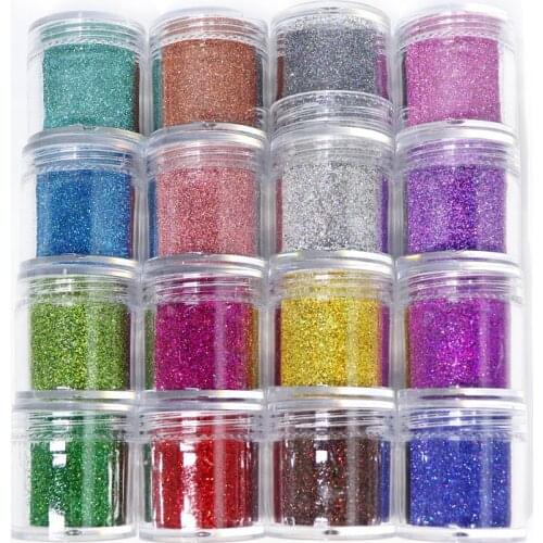 16pcs/Set Holographic Glitter Resin Shaker Fillers Fillings DIY Crafts Nail Art Glitter Powder Shiny Resin Filling Slime Pigment