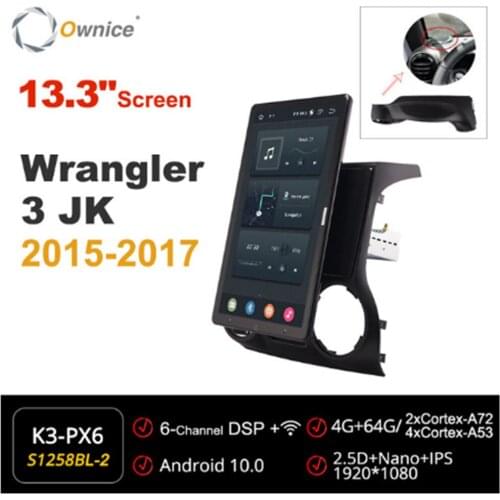 1920*1080 Ownice Android 10.0 Car Radio forJeep Wrangler 3 JK 2015 2016 2017 Multimedia Audio head Unit 13.3" IPS Rotatable