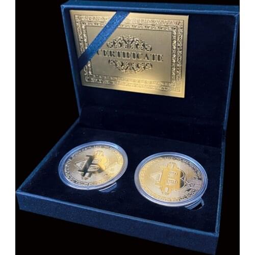 2PCS United States Bitcoin US Gold Coin Collectible Gift Metal Antique Imitation W/ Luxury Box