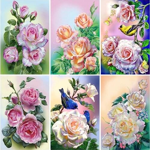 5D Diamond Painting Flower Pattern Full Square/Round Diamond Embroidery Mosaic Crafts Inlay DIY Cross Stitch Kit Home Decoration