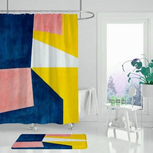 Abstract style waterproof and mildew proof PEVA bathroom shower room curtain with geometric partition of modern shower curtain