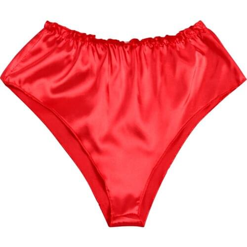 Lingerie Satin Panties S to Plus Size XXL Womens Underwear Full Coverage Brief Multi-Pack 3 Color High Elastic Waist Nightdress