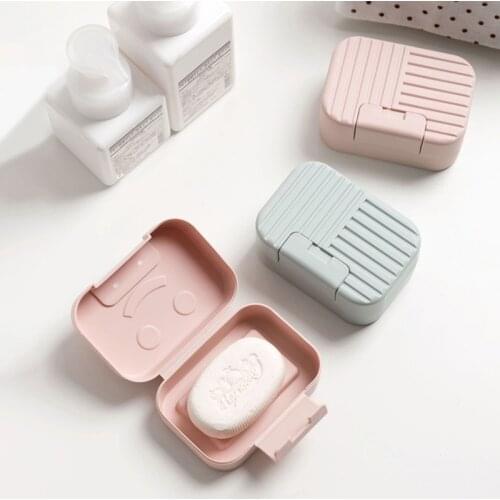 Smile Soap Dishes Holder Container Bathroom Supplies Portable Travel Soap Dish Box Case with Lid Waterproof Lock Leak Dish NEW
