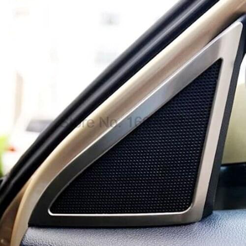 For Volkswagen VW Lavida 2013 2pcs Chrome Car Interior A Pillar Lound Speakers Triangular Moulding Trim Cover Auto Accessories