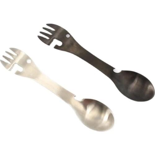 Camping Fork Spoon Multi-Function Stainless Steel Cutlery 2 In 1 Spoon Fork Outdoor Cooking Camping Equipment Hiking Cooking