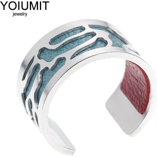 Cremo Irregular Argent Opening Rings Interchangeable Leather Bague Femme Stainless Steel Rings For Women Simple Fashion Jewelry