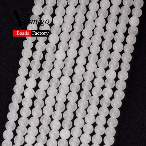 White Jades Round Gem Stone Beads For Needlework Jewelry Making 3mm Charm Spacer Beads DIY Necklace Bracelet Accessories 15"