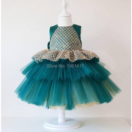 Children Formal Clothes Kids Fluffy Cake Smash Dress Girls Clothes For Christmas Halloween Birthday Costume Tutu Lace Outfits 8T