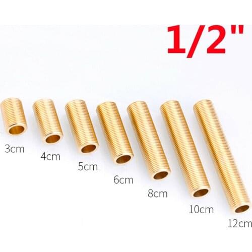 Brass Full Thread Nipple Pipe Fitting 1/2" BSP Male Thread Connector Adapter Length 30mm 40mm 50mm 60mm 80mm 100mm 120mm