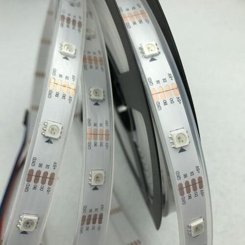 Addressable 5m 30LEDs/m DC5V WS2813 RGB led pixel strip,waterproof in silicon tube;IP66,with 30pixels/M;WHITE PCB