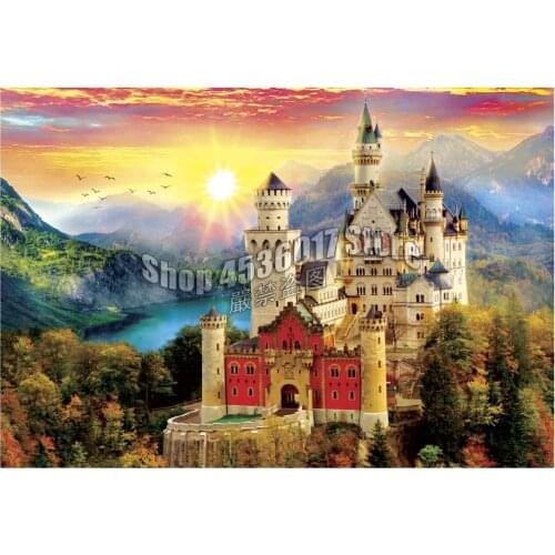 Castle Dream 5d Diy Diamond Mosaic Diamond Painting Cross Stitch Diamond Embroidery Palace Germany Sunset Rhinestone Decoration