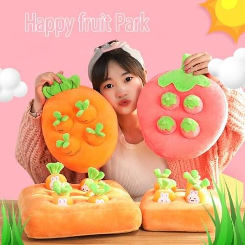 Cartoon Fruit Doll Plush Cushion Toy Lovely Plush Padded Pillow Parent Child Game Radish Pulling Childrens Toy Gift Ornament