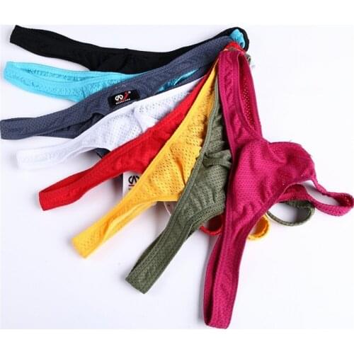 2PCS Sexy Underwear Mens Thongs Strings Underwear G-Strings Men Mesh Fashion Jockstrap Mini Briefs Bikini T-back Gay Shorts