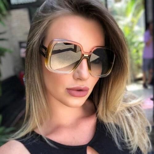 Oversize Square Sunglasses Women 2020 Vintage Brand Big Frame Sun Glasses Ladies Black Gradient Female Eyeglasses Oculos UV400