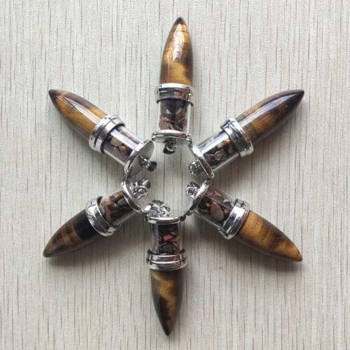 New natural tiger eye stone Wishing Bottle Cone Reiki Pendulum Pendants for Women Men jewelry 6pcs/lot wholesale free shipping