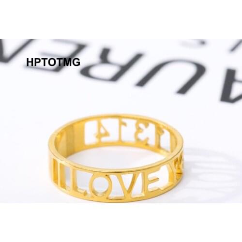 Custom Name Ring Gold Hollow Stainless Steel Letter Engraved Rings For Women Custom Ring Men Engagement Wedding Band Gift