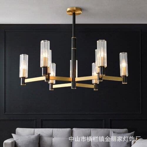 Luxury copper chandelier Simple stylish crystal lamp durable and crystal clear for bedroom/dining room/living room/lobby