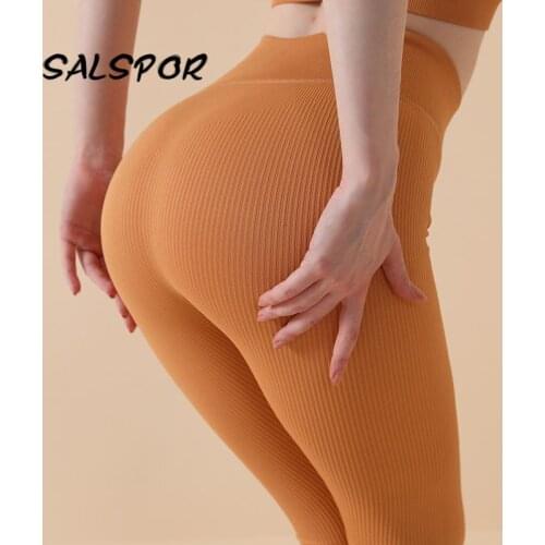 SALSPOR Seamless Leggings Booty Lifting Striped Sport Women Legging Push Up Sexy Gymwear Black Workout Pants Energy