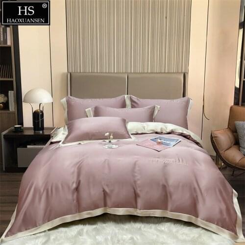 Color splicing Tencel 500 Thread Count Fabric Quilt Cover Thin Quilt Summer Comforter Adult Double Bed Cover Queen King Size 4Pi