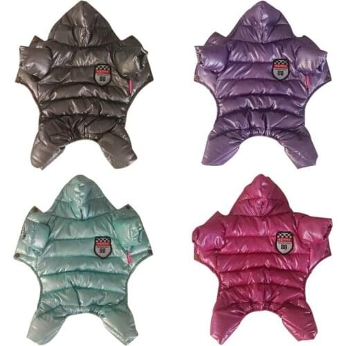 Pet Warm Costume Dog Winter Windproof Down Cotton-padded Coat 4-legged Thickening Costume Hooded Jacket For Small Dogs 2