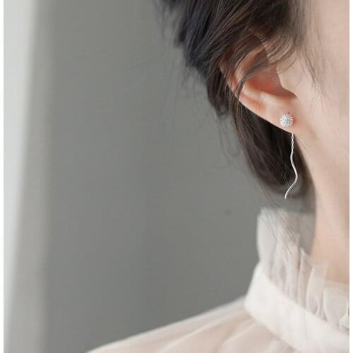 Drop Earrings Dandelion Long Wave Tassel Chain For Women Punk Simple Korean Fashion Vintage New Trendy Student Jewelry BOYULIGE