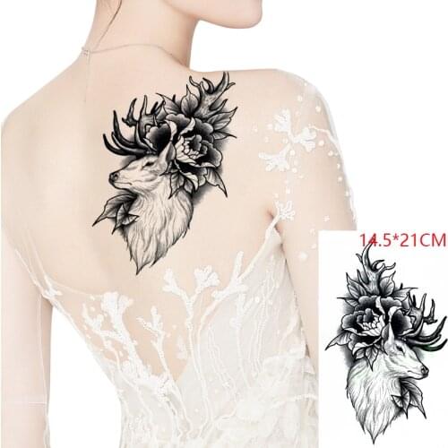 Waterproof Temporary Tattoo Sticker Deer Flower Horn Tatto Stickers Flash Tatoo Fake Tattoos for Men Women