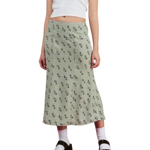 Womens A-Line Midi Skirts, Bohemian High Waist Floral Print Slim Fit Long Skirts