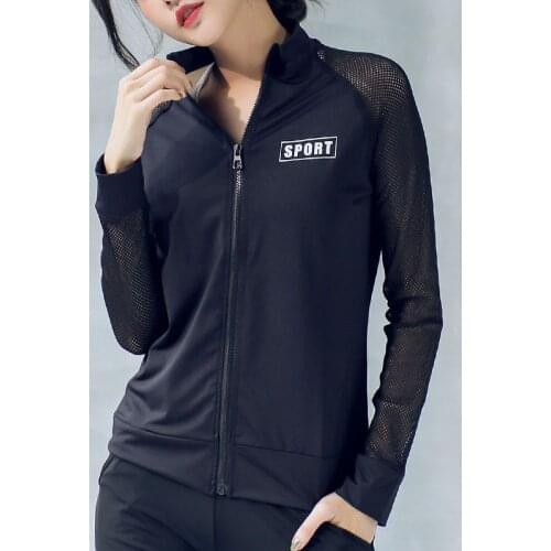 Womens Jacket 2021 New Mesh Long-Sleeved Black Sports Top High Elastic Quick-Drying Breathable Running Fitness Slim Yoga Wear