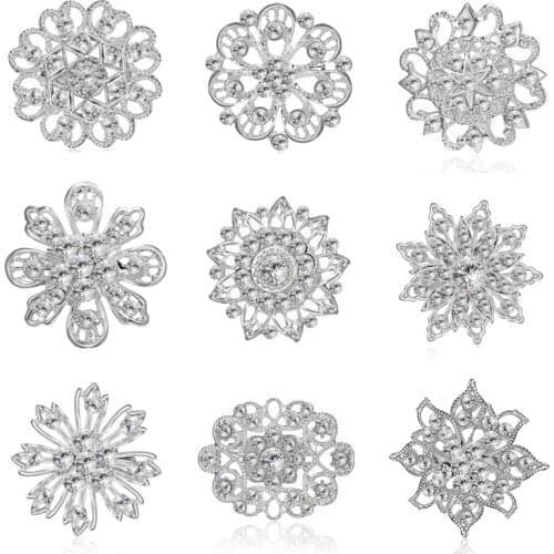 Flower Crystal Brooch For Women Fashion Brooch Pin Bouquet Rhinestone Brooches And Pins Scarf Clip Jewelry Gift