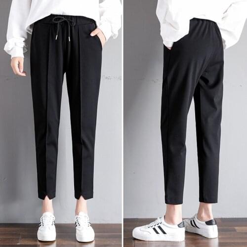 Latest Fat Womens Skinny Leggings Tapered Pants Casual Lady High Waist Stretch Jeans Plus Size Autumn Loose Work Pencil Trousers