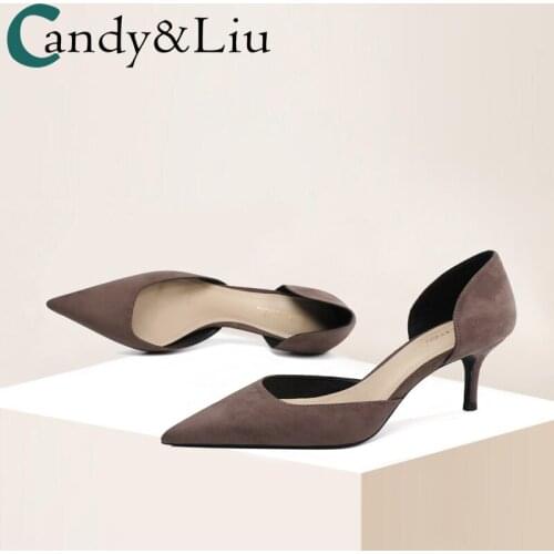 Coffee-colored Single-shoe Girl 2021 New Sexy Temperament Retro 6cm Dark Mid-heeled Heels Heeled Heels Woman
