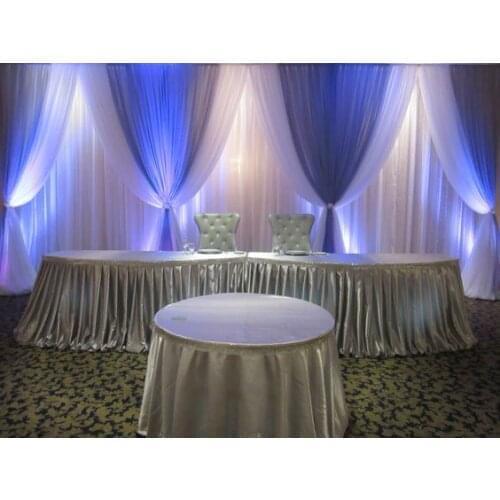 10ft x 20ft White Wedding Backdrop with royal blue Swags Wedding drapes Stage decoration
