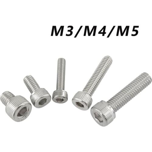 10PCS M3/M4/M5 DIN912 304 Stainless Steel Hexagon Socket Head Cap Screws Inner Hex Socket Bolt Metric Thread 3D Printer Parts