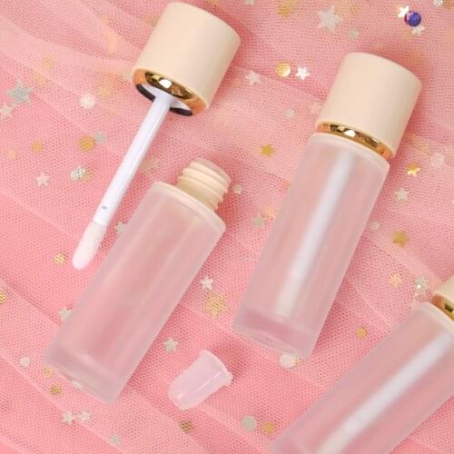 4ML Light Yellow Frosted Lip Gloss Tube Plastic Lip Gloss Empty Tube Cosmetic Wand Lipgloss Packaging Container Tool Wholesale