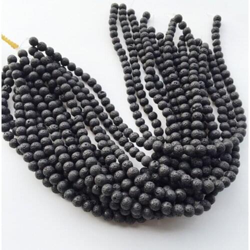46pcs/lot 8MM Black Lava Natural Stone Volcanic Rock Beads DIY Making Essential Oil Diffuser Bracelet Necklace Jewelry
