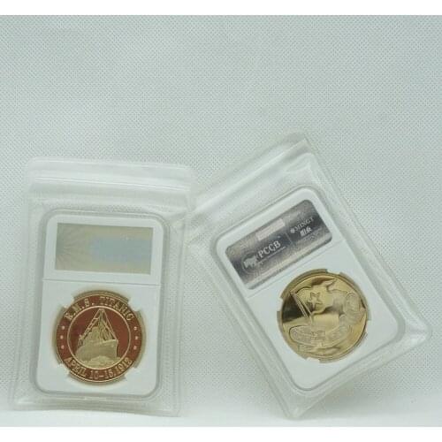 5pcs/lot 24k Gold Clad Royal Mail Steamship Titanic Coin Titanic Coins For 100th Anniversary Gifts with PCCB