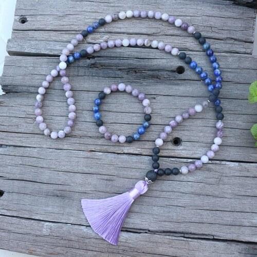8mm Natural Stone Beads, Lapis,Matte Onyx, Lilac Stone,JapaMala Sets,Spiritual Jewelry,Meditation ,Inspirational, 108 Mala Beads