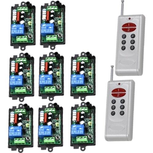 AC 110V 220V 8 CH Radio Controller 10A Wireless Remote Control Switch 433MHZ 315MHZ 8Receiver & 2Transmitter SKU: 5449