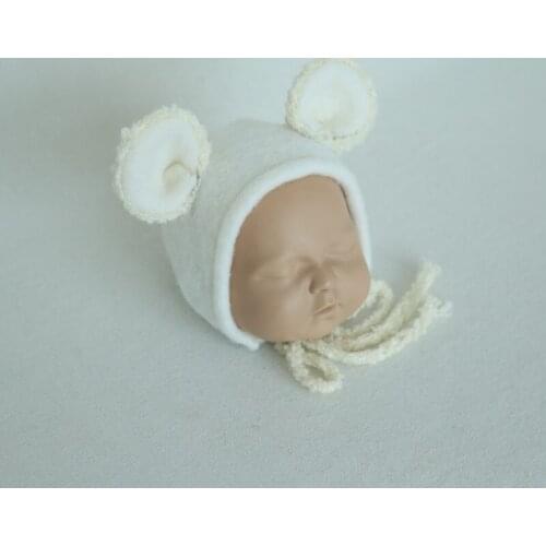 White hat mouse ear decoration handmade newborn shooting props hat boys and girls birth gifts Halloween decoration
