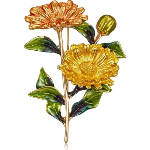 Belleper Charm Daisy Enamel Pin Brooch Flower Badge For Women Cartoon Jewelry Gift Pink Yellow Purple Sunflower Bouquet Corsage