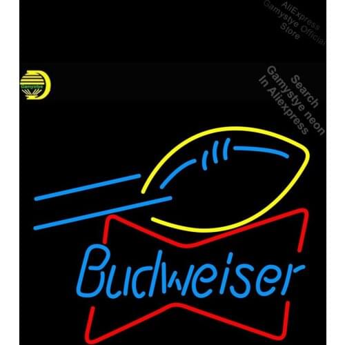 Budweise football bowtie Neon Sign GLASS Tube Handcraft neon Light Signs Chandelier Neon Signs For Home Outdoor Wall Light beer