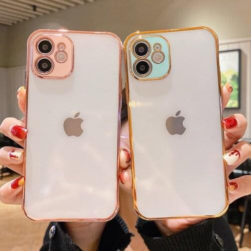 Camera Protection Matte Plating Phone Case For iPhone 12Pro 11 12 Pro Max XR XS Max X 7 8 Plus 12MIni 11 Transparent Bumper Case